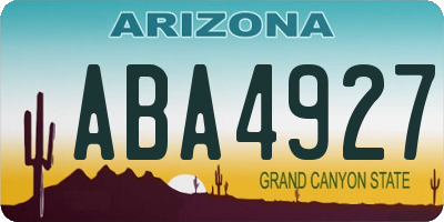 AZ license plate ABA4927