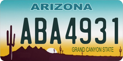AZ license plate ABA4931
