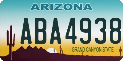 AZ license plate ABA4938
