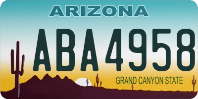 AZ license plate ABA4958