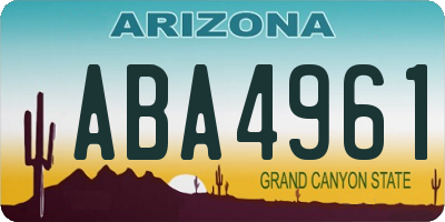 AZ license plate ABA4961
