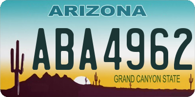 AZ license plate ABA4962