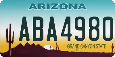 AZ license plate ABA4980
