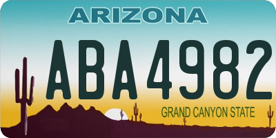 AZ license plate ABA4982