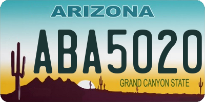 AZ license plate ABA5020