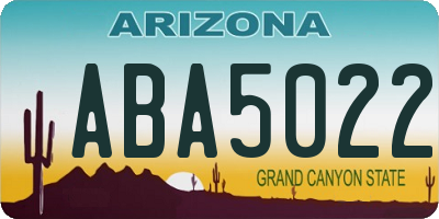 AZ license plate ABA5022