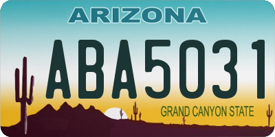 AZ license plate ABA5031