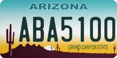 AZ license plate ABA5100