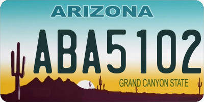 AZ license plate ABA5102