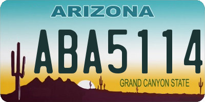 AZ license plate ABA5114