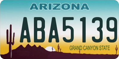 AZ license plate ABA5139