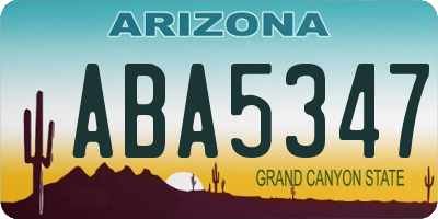 AZ license plate ABA5347