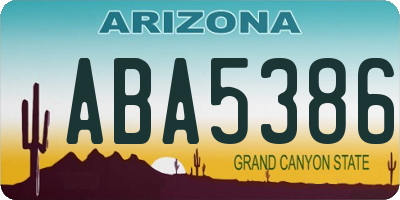 AZ license plate ABA5386