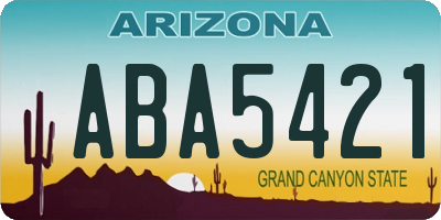 AZ license plate ABA5421