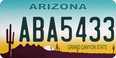 AZ license plate ABA5433