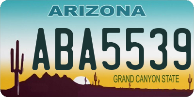 AZ license plate ABA5539