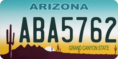AZ license plate ABA5762