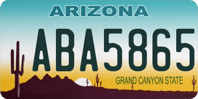 AZ license plate ABA5865