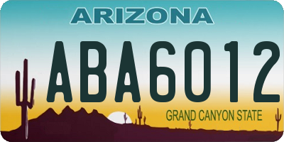 AZ license plate ABA6012