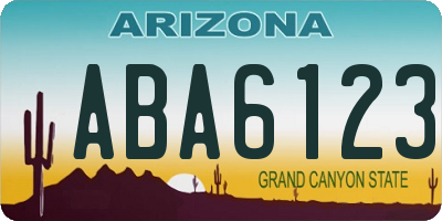 AZ license plate ABA6123