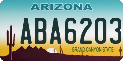 AZ license plate ABA6203