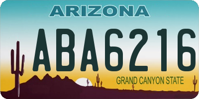 AZ license plate ABA6216