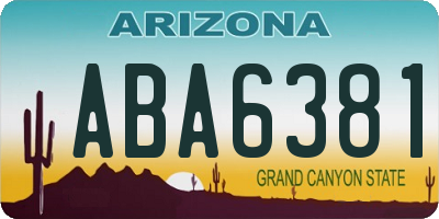 AZ license plate ABA6381