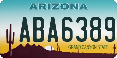 AZ license plate ABA6389