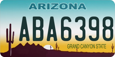 AZ license plate ABA6398