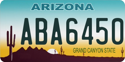 AZ license plate ABA6450