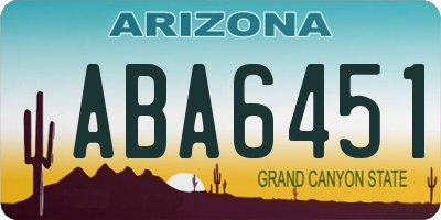 AZ license plate ABA6451