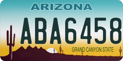 AZ license plate ABA6458