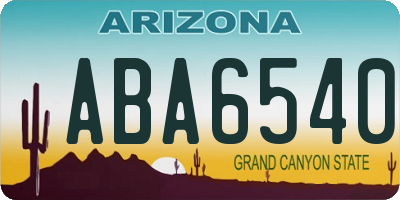 AZ license plate ABA6540