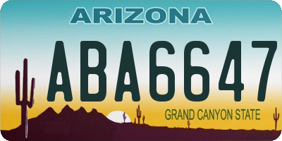AZ license plate ABA6647