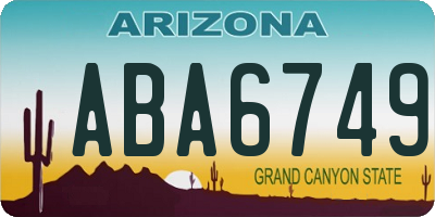 AZ license plate ABA6749