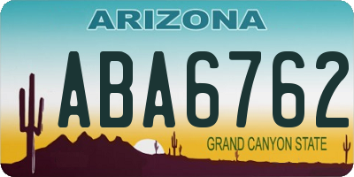 AZ license plate ABA6762