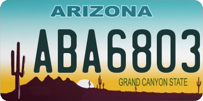 AZ license plate ABA6803