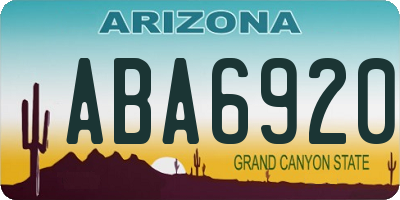 AZ license plate ABA6920