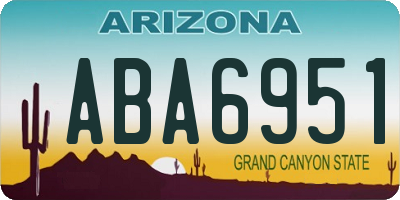 AZ license plate ABA6951