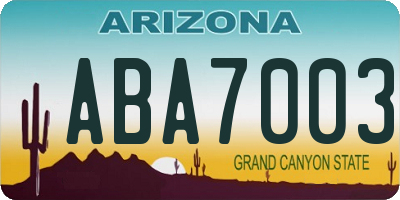 AZ license plate ABA7003