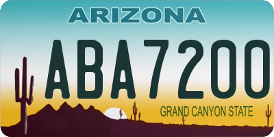 AZ license plate ABA7200