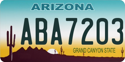 AZ license plate ABA7203