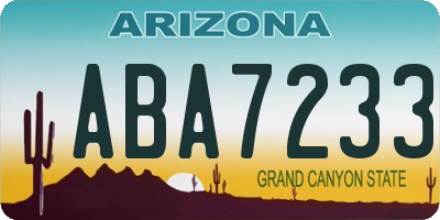 AZ license plate ABA7233