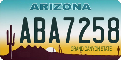 AZ license plate ABA7258