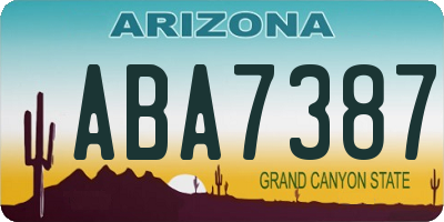 AZ license plate ABA7387