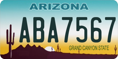 AZ license plate ABA7567