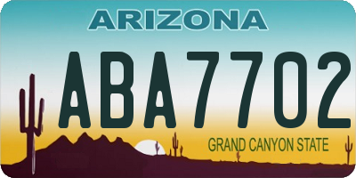 AZ license plate ABA7702