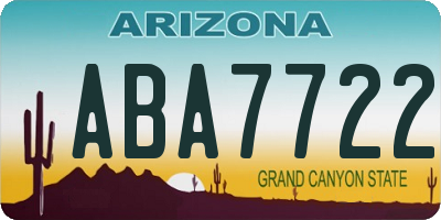 AZ license plate ABA7722