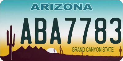 AZ license plate ABA7783