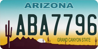AZ license plate ABA7796